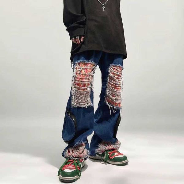 men's jeans american ripped jeans men trendy high street washed distressed hip hop loose jeans ins harajuku patch allmatch wide leg pan, Blue
men's jeans american ripped jeans men trendy high street washed distressed hip hop loose jeans ins harajuku patch allmatch wide leg pan, Blue