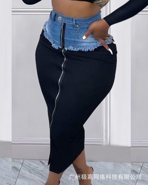 skirts denim patch zipper design maxi women high waist spring summer fashion bottom 230424, Black
skirts denim patch zipper design maxi women high waist spring summer fashion bottom 230424, Black