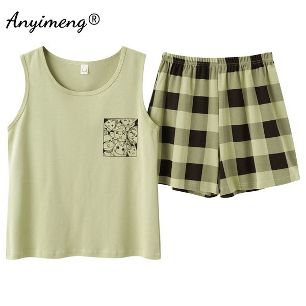 pyjamas selling sleeveless two-piece summer green silk pajama set women's cotton pajamas fashion soft pajamas korean kawaii pajamas 230, Red;black
pyjamas selling sleeveless two-piece summer green silk pajama set women's cotton pajamas fashion soft pajamas korean kawaii pajamas 230, Red;black