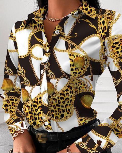 women lapel neck shirt 2023 new spring floral & chains printed long sleeved blouses fashion designer shirts, White
women lapel neck shirt 2023 new spring floral & chains printed long sleeved blouses fashion designer shirts, White