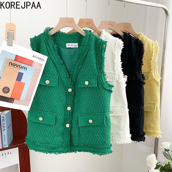 vests korejpaa fashion tweed v neck cardigan vest women single breasted sleeveless jacket waistcoat ladies solid sleeveless new, Black;white
vests korejpaa fashion tweed v neck cardigan vest women single breasted sleeveless jacket waistcoat ladies solid sleeveless new, Black;white