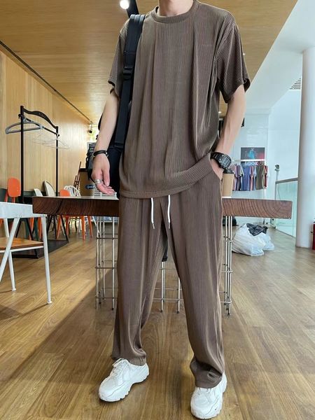 men's tracksuits men's elastic silky casual 2-piece set straight pleated sports pants summer thin section handsome drape suit mens, Gray
men's tracksuits men's elastic silky casual 2-piece set straight pleated sports pants summer thin section handsome drape suit mens, Gray
