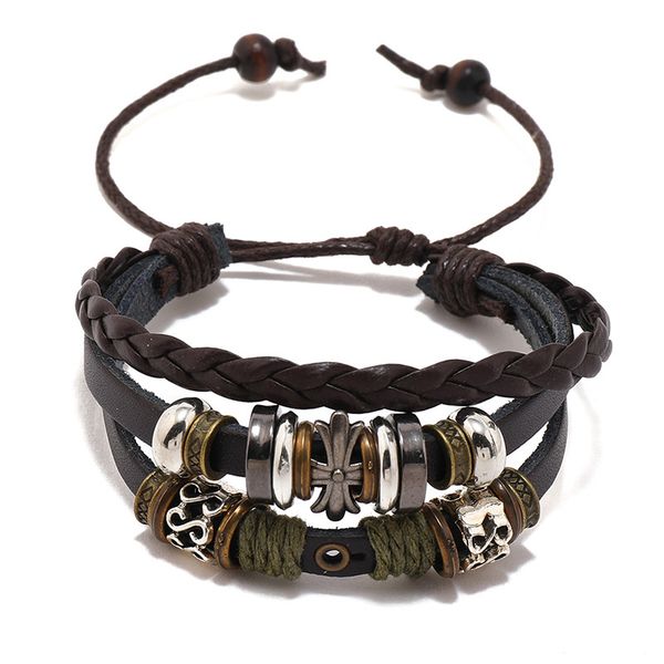 handmade star and cross charm bracelet three layered leather bracelets jewelry for men, White
handmade star and cross charm bracelet three layered leather bracelets jewelry for men, White