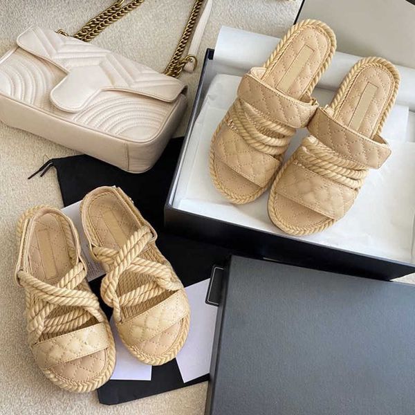 women's designer rope woven sandals, platform slippers, metal chain slides, elegant simple material beach casual shoes with box no331, Black
women's designer rope woven sandals, platform slippers, metal chain slides, elegant simple material beach casual shoes with box no331, Black
