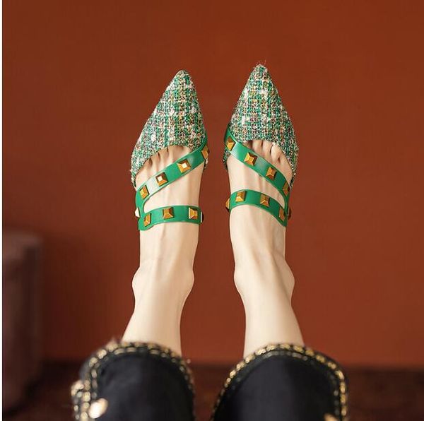 green black cover toe half slippers women fashion kitten heel lady mary jane shoes summer rivets sandals
green black cover toe half slippers women fashion kitten heel lady mary jane shoes summer rivets sandals