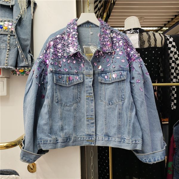 women's jackets handmade diamond blue short denim jacket for women's spring loose casual neckline long sleeved denim jacket for wo, Black;brown
women's jackets handmade diamond blue short denim jacket for women's spring loose casual neckline long sleeved denim jacket for wo, Black;brown
