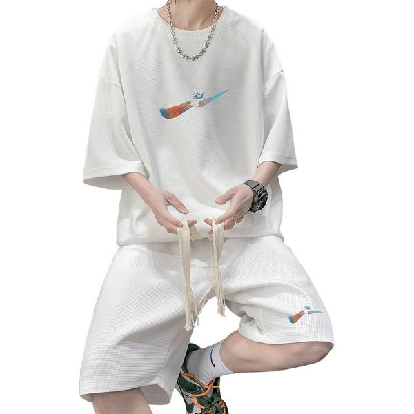 summer waffle casual sports suit loose short sleeved t-shirt shorts two-piece set, Gray
summer waffle casual sports suit loose short sleeved t-shirt shorts two-piece set, Gray