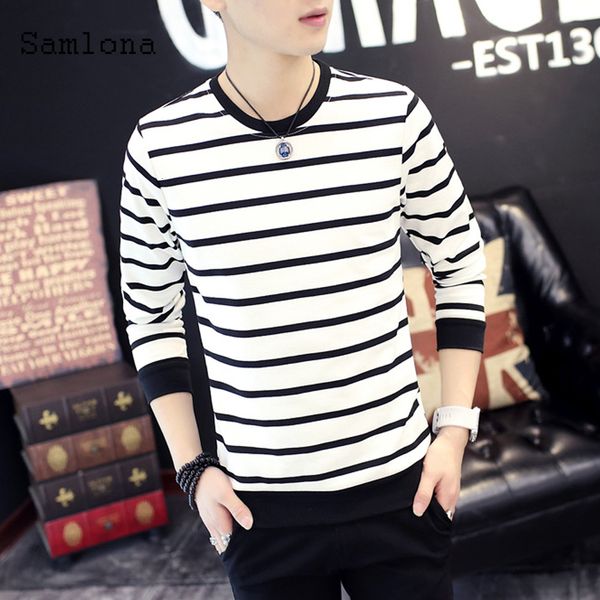 men's t-shirts samlona plus size 3xl mens clothing striped long sleeve elegant leisure t-shirt spring casual pullovers men tees shirt, White;black
men's t-shirts samlona plus size 3xl mens clothing striped long sleeve elegant leisure t-shirt spring casual pullovers men tees shirt, White;black