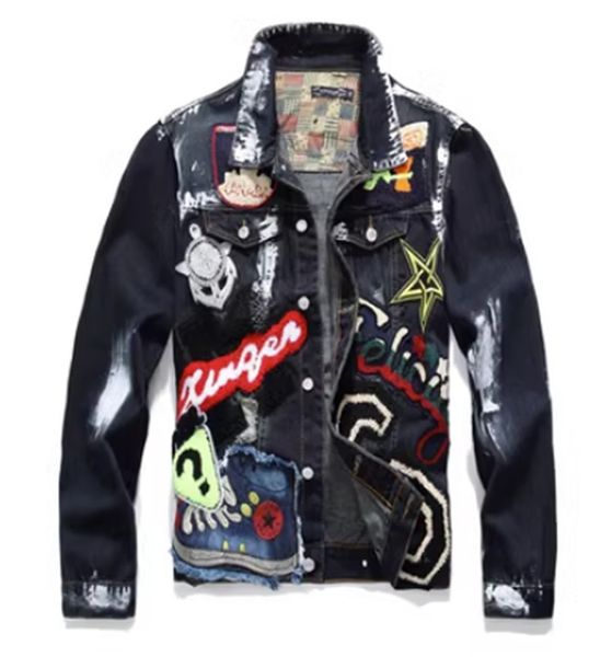 mens jacket embroidered black denim jacket letters badge long sleeve stretch coat patchwork outerwear asian size m-3xl, Black;brown
mens jacket embroidered black denim jacket letters badge long sleeve stretch coat patchwork outerwear asian size m-3xl, Black;brown