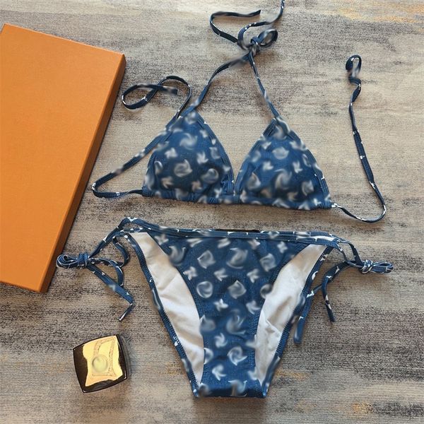 luxury designer swimwear l women's summer blue classic strap bikini split swimwear
luxury designer swimwear l women's summer blue classic strap bikini split swimwear