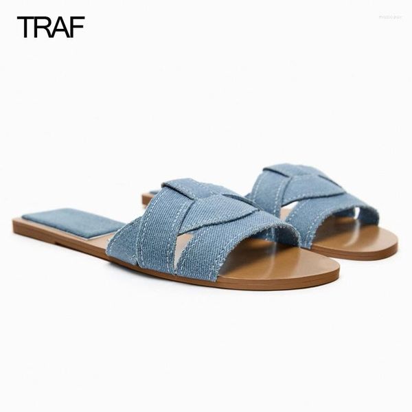slippers traf 2023 blue denim for women summer flats sandals rounded toe ladies casual slides female beach slipper flat shoes, Black
slippers traf 2023 blue denim for women summer flats sandals rounded toe ladies casual slides female beach slipper flat shoes, Black