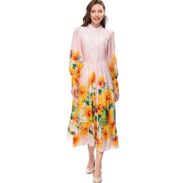 women's runway dresses o neck long lantern sleeves floral printed fashion designer high street vestidos, Black
women's runway dresses o neck long lantern sleeves floral printed fashion designer high street vestidos, Black
