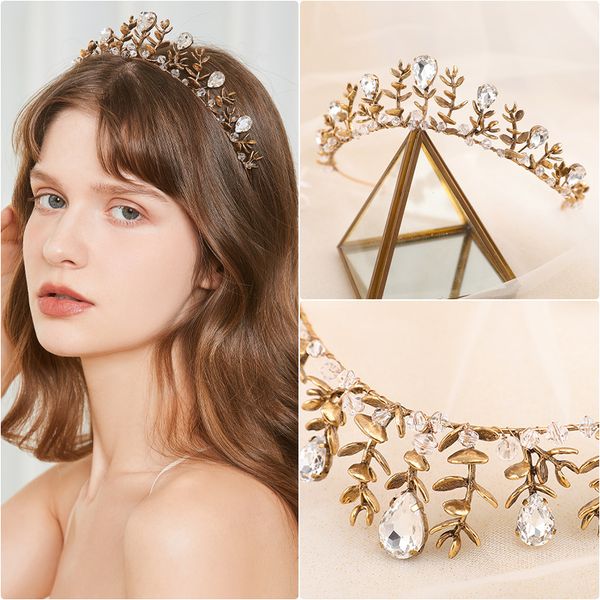 ancient gold color bridal crown wedding tiara inlaid rhinestone crystal alloy retro bride women party hair accessories, Silver
ancient gold color bridal crown wedding tiara inlaid rhinestone crystal alloy retro bride women party hair accessories, Silver