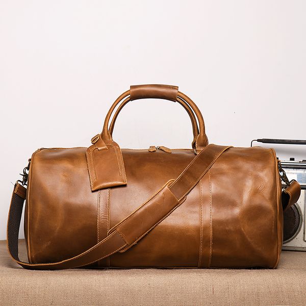 evening bags vintage men's crazy horse leather duffle large capacity genuine travel single shoulder 16 inch lap230424
evening bags vintage men's crazy horse leather duffle large capacity genuine travel single shoulder 16 inch lap230424