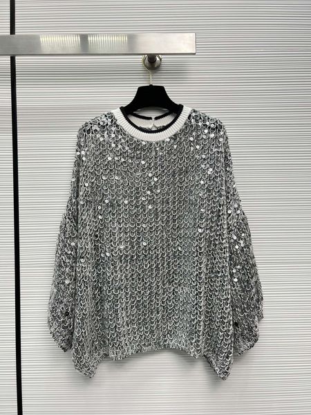 women's sweaters european fashion designer designs a sparkling fish scale sequin knitted with mermaids in spring and summer, White;black
women's sweaters european fashion designer designs a sparkling fish scale sequin knitted with mermaids in spring and summer, White;black