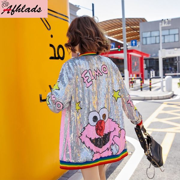 women's jackets sequined cartoon print female spring and autumn korean loose fashion outerwear coats long sleeve hip hop jacket 230425, Black;brown
women's jackets sequined cartoon print female spring and autumn korean loose fashion outerwear coats long sleeve hip hop jacket 230425, Black;brown