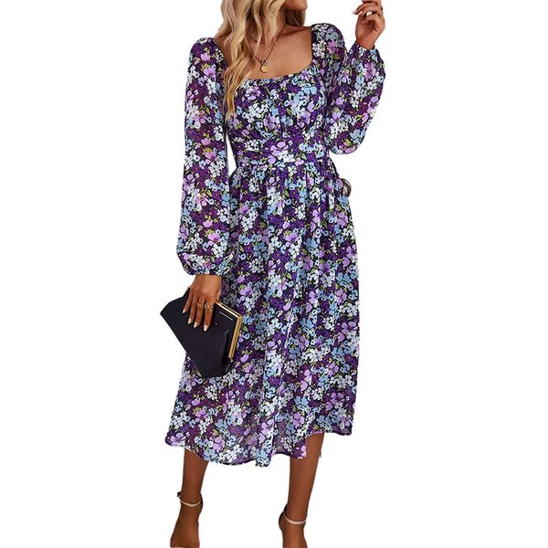 square neck a-line midi casual dress mid-calf length chiffon puff long sleeves ruches chest high waist floral printed holiday summer, Black;gray
square neck a-line midi casual dress mid-calf length chiffon puff long sleeves ruches chest high waist floral printed holiday summer, Black;gray