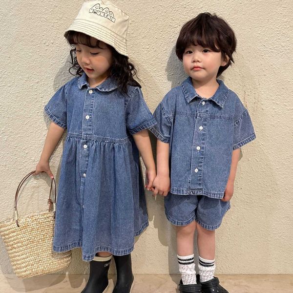 clothing sets new summer brother sister outfits boy infant retro denim shirt set girl baby solid + shorts 2pcs children cotton blouse set w, White
clothing sets new summer brother sister outfits boy infant retro denim shirt set girl baby solid + shorts 2pcs children cotton blouse set w, White