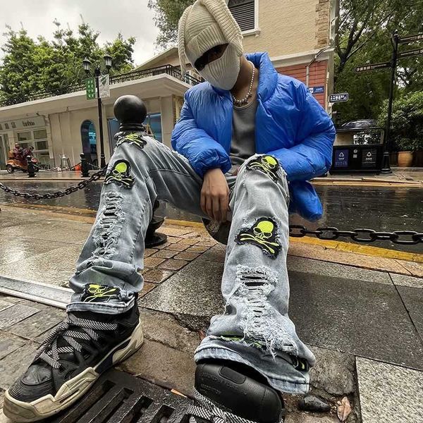 men's jeans spring and autumn american style fried street embroidery patch jeans men tide high street straight slim men and women trous, Blue
men's jeans spring and autumn american style fried street embroidery patch jeans men tide high street straight slim men and women trous, Blue