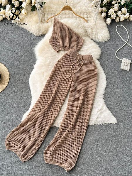 pants singreiny knitted vacation women sets 2022 summer slim skew neck elastic waist loose wide leg pants two piece set, White
pants singreiny knitted vacation women sets 2022 summer slim skew neck elastic waist loose wide leg pants two piece set, White
