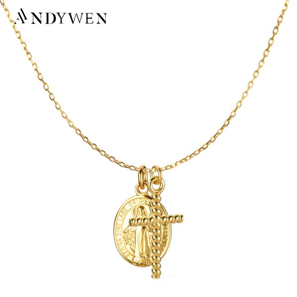 pendant necklaces andywen 925 sterling silve gold cross oval double pendent long chain necklace collar european rock punk thicker big jewelr, Silver
pendant necklaces andywen 925 sterling silve gold cross oval double pendent long chain necklace collar european rock punk thicker big jewelr, Silver