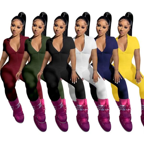 short sleeve bodycon jumpsuits solid color stand collar zipper up playsuits casual pencil pants outfits women clothing 9776, Black;white
short sleeve bodycon jumpsuits solid color stand collar zipper up playsuits casual pencil pants outfits women clothing 9776, Black;white