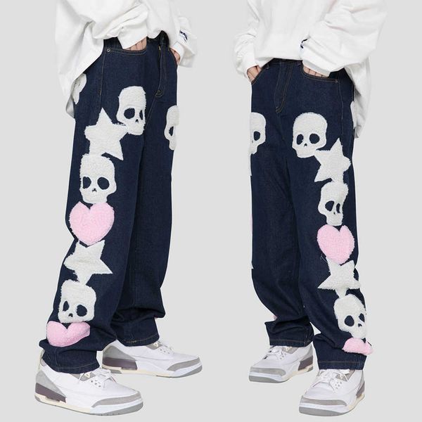 men's jeans furry skull letter star patches denim pants winter spring high street punk goth gothic jeans women trousers couple streetwe, Blue
men's jeans furry skull letter star patches denim pants winter spring high street punk goth gothic jeans women trousers couple streetwe, Blue