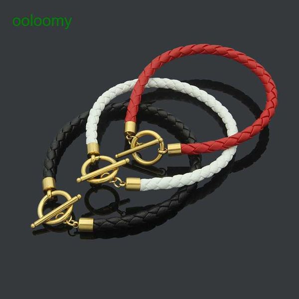 hemres designer bracelet titanium steel jewelry ot buckle woven leather rope bracelet women's black and white red
hemres designer bracelet titanium steel jewelry ot buckle woven leather rope bracelet women's black and white red