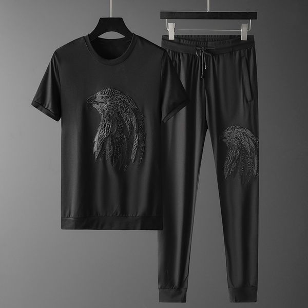 men's tracksuits minglu spring summer male sets t-shirtpants luxury eagle head embroidery short sleeve mens sets slim fit man suits 5xl, Gray
men's tracksuits minglu spring summer male sets t-shirtpants luxury eagle head embroidery short sleeve mens sets slim fit man suits 5xl, Gray