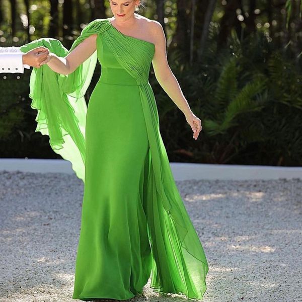 bright green one shoulder evening dresses ruched chiffon mermaid prom gowns with side cape sweep train formal dress for women, Black;red
bright green one shoulder evening dresses ruched chiffon mermaid prom gowns with side cape sweep train formal dress for women, Black;red