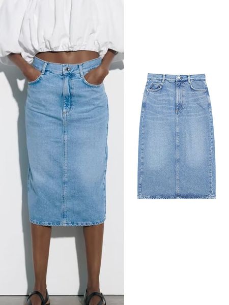 skirts traf summer women's denim 2023 fashion vintage straight midi dress elegant zipper back split kneelength skirt 230424, Black
skirts traf summer women's denim 2023 fashion vintage straight midi dress elegant zipper back split kneelength skirt 230424, Black