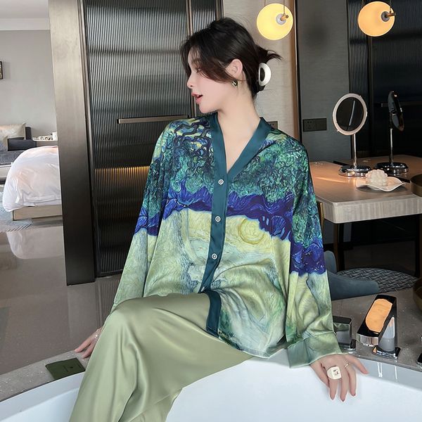 pyjamas qsrocio women's pajama set luxury style painting printed pajamas satin touch home furnishing v-neck nocturne casual home furnis, Red;black
pyjamas qsrocio women's pajama set luxury style painting printed pajamas satin touch home furnishing v-neck nocturne casual home furnis, Red;black