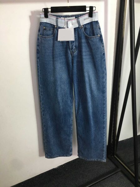 23ss designer women jeans straight jeans womens pants denim jeans waist head alphabet ribbon stitching denim trousers womens clothing, Blue
23ss designer women jeans straight jeans womens pants denim jeans waist head alphabet ribbon stitching denim trousers womens clothing, Blue