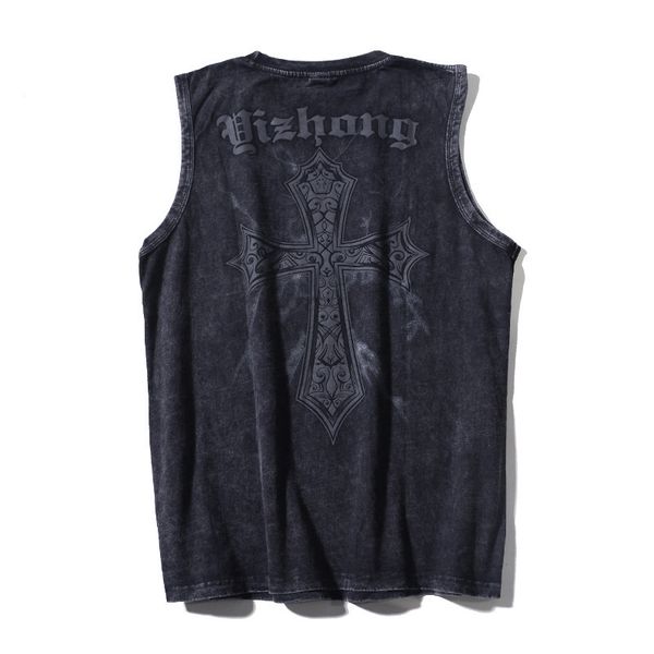 men' tank cross print vintage washed sleeveless oversized grunge vests men goth tees hip hop y2k streetwear harajuku sports cotton 23, White;black
men' tank cross print vintage washed sleeveless oversized grunge vests men goth tees hip hop y2k streetwear harajuku sports cotton 23, White;black
