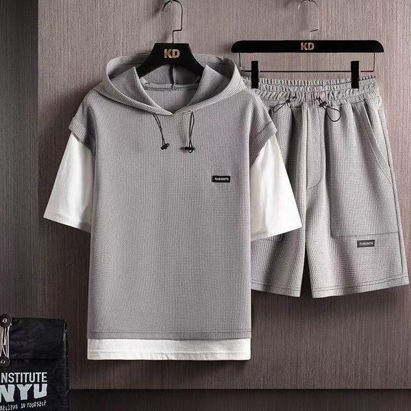 men's tracksuits 2023 summer m5xl fashion waffle short sleeve tshirt twopiece casual comfort large size highquality sports set 230424, Gray
men's tracksuits 2023 summer m5xl fashion waffle short sleeve tshirt twopiece casual comfort large size highquality sports set 230424, Gray