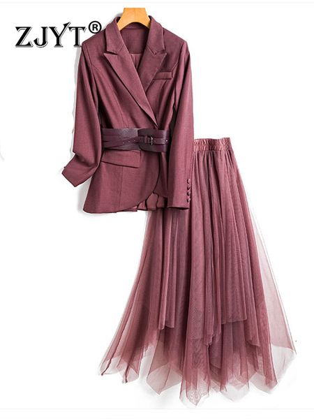 two piece dress zjyt office lady blazer suits mesh skirt 2 set outfit elegant spring fashion conjuntos de falda vestidos 230425, White
two piece dress zjyt office lady blazer suits mesh skirt 2 set outfit elegant spring fashion conjuntos de falda vestidos 230425, White