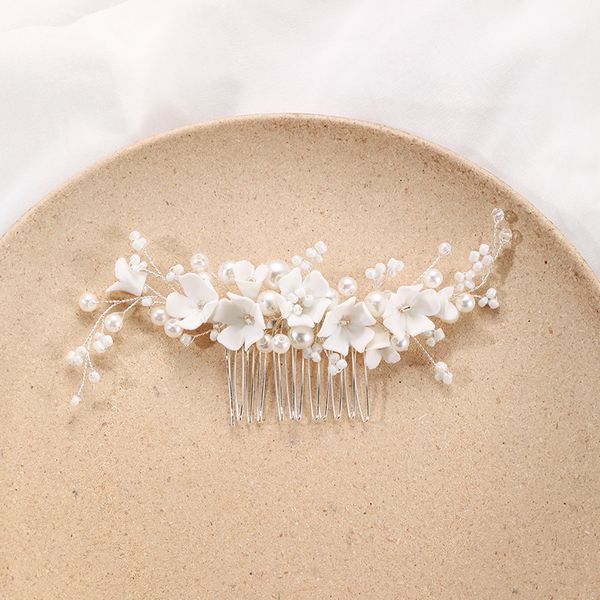 white porcelain flower bridal comb hair piece pearls wedding jewelry handmade women headpiece hair ornament, Silver
white porcelain flower bridal comb hair piece pearls wedding jewelry handmade women headpiece hair ornament, Silver