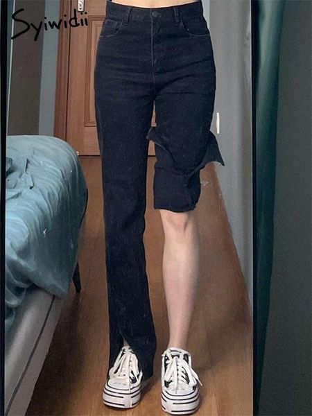 jeans syiwidii split wide leg jeans for women black flare high waisted denim pants vintage streetwear y2k jeans korean fashion 2022, Blue
jeans syiwidii split wide leg jeans for women black flare high waisted denim pants vintage streetwear y2k jeans korean fashion 2022, Blue