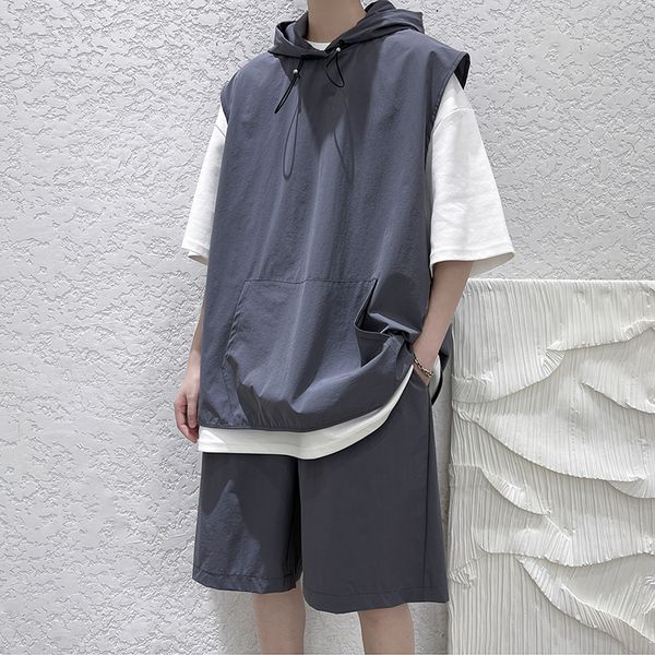 men's tracksuits men suit summer hooded tank shorts men sleeveless sweatshirt vest knee length pants sports set muscle guys male clothi, Gray
men's tracksuits men suit summer hooded tank shorts men sleeveless sweatshirt vest knee length pants sports set muscle guys male clothi, Gray