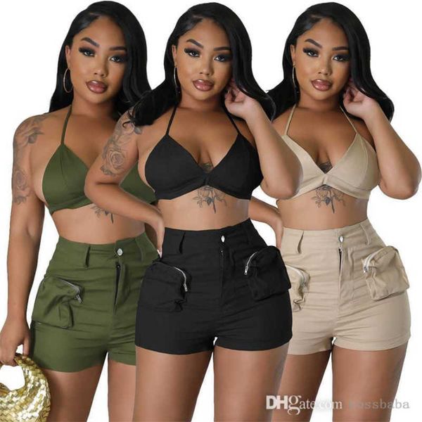 women tracksuits two pieces set designer 2023 slim chest wrap pocket work shorts suits 3 colours, Gray
women tracksuits two pieces set designer 2023 slim chest wrap pocket work shorts suits 3 colours, Gray
