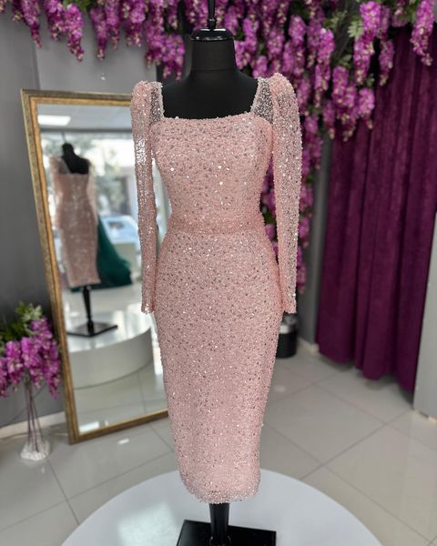 pink sequined mother of the bride dresses long sleeve beaded tea length prom gown evening vestidos formal dress, Black;red
pink sequined mother of the bride dresses long sleeve beaded tea length prom gown evening vestidos formal dress, Black;red
