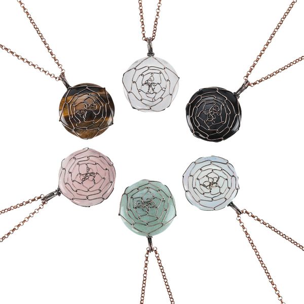 hand-woven peony flower bronze retro reiki healing necklace jewelry natural stone obsidian rose quartz white crystal diy creative pendant fo, Silver
hand-woven peony flower bronze retro reiki healing necklace jewelry natural stone obsidian rose quartz white crystal diy creative pendant fo, Silver