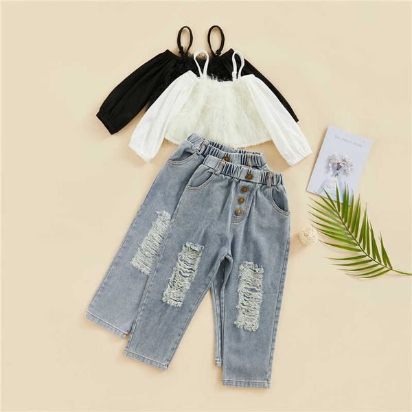 clothing sets autumn children baby girl clothes set solid color off-the-shoulder fluffy elastic waist ripped jeans 2pcs outfit aa230426, White
clothing sets autumn children baby girl clothes set solid color off-the-shoulder fluffy elastic waist ripped jeans 2pcs outfit aa230426, White