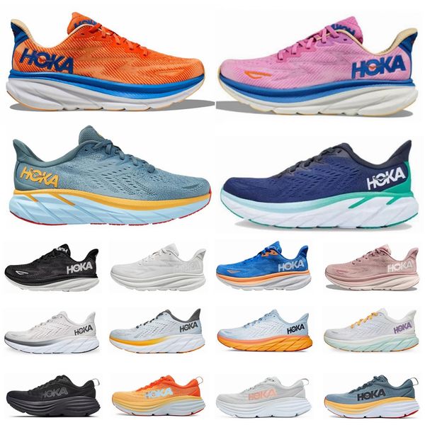 

designer hoka clifton 8 running shoe bondi 8 clifton 9 hokas shoes triple black white lunar rock blue fog mist peach mountain vibrant orange