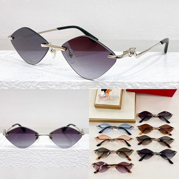 Designer high-quality Panther de Carti sunglasses rectangular frameless metal with leopard logo on the legs gradient Oculos de sol CT0122O fashion for men and women
Designer high-quality Panther de Carti sunglasses rectangular frameless metal with leopard logo on the legs gradient Oculos de sol CT0122O fashion for men and women