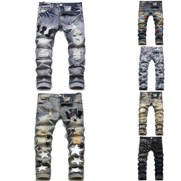 2023 luxurys designers jeans distressed france fashion pierre straight men's biker hole stretch denim casual jean men skinny pants, Blue
2023 luxurys designers jeans distressed france fashion pierre straight men's biker hole stretch denim casual jean men skinny pants, Blue