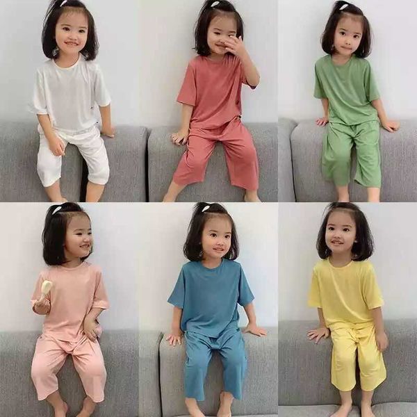 clothing sets children pajamas set for baby girls and boys solid color t-shirt+high waist shorts 2pcs modal kids summer thin home clothes su, White
clothing sets children pajamas set for baby girls and boys solid color t-shirt+high waist shorts 2pcs modal kids summer thin home clothes su, White