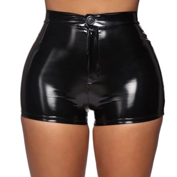 women's high waist panties pvc patent leather plastotype boxer shorts, Black;white
women's high waist panties pvc patent leather plastotype boxer shorts, Black;white
