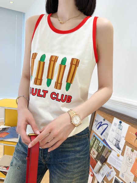 23ss womens designer clothing tanks tank camis round neck pure cotton splice color lipstick logo print vest womens clothes, White
23ss womens designer clothing tanks tank camis round neck pure cotton splice color lipstick logo print vest womens clothes, White