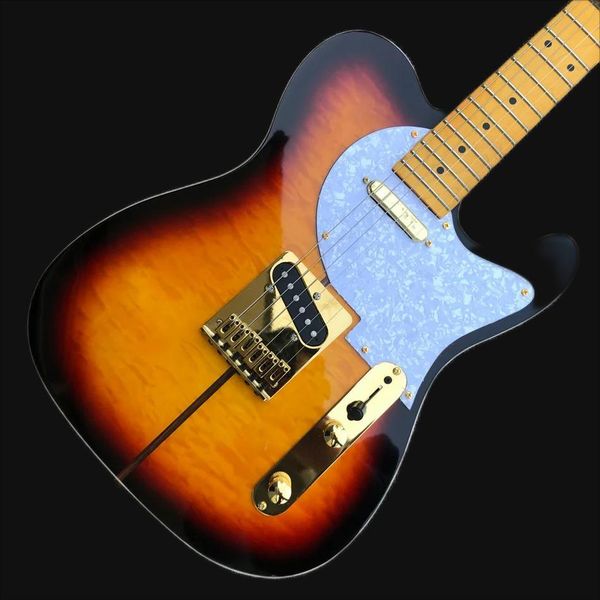 tl electric guitar, gold hardware, flame maple and back, solid mamawood guitar body258369
tl electric guitar, gold hardware, flame maple and back, solid mamawood guitar body258369